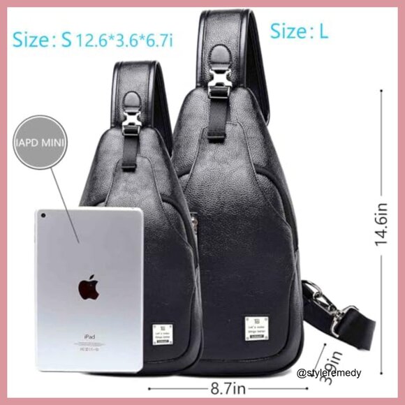 PU Leather Sling Bag Crossbody Backpack Travel Daypack Lightweight main image 6